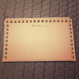 MICHAEL Michael Kors white, gold studded clutch